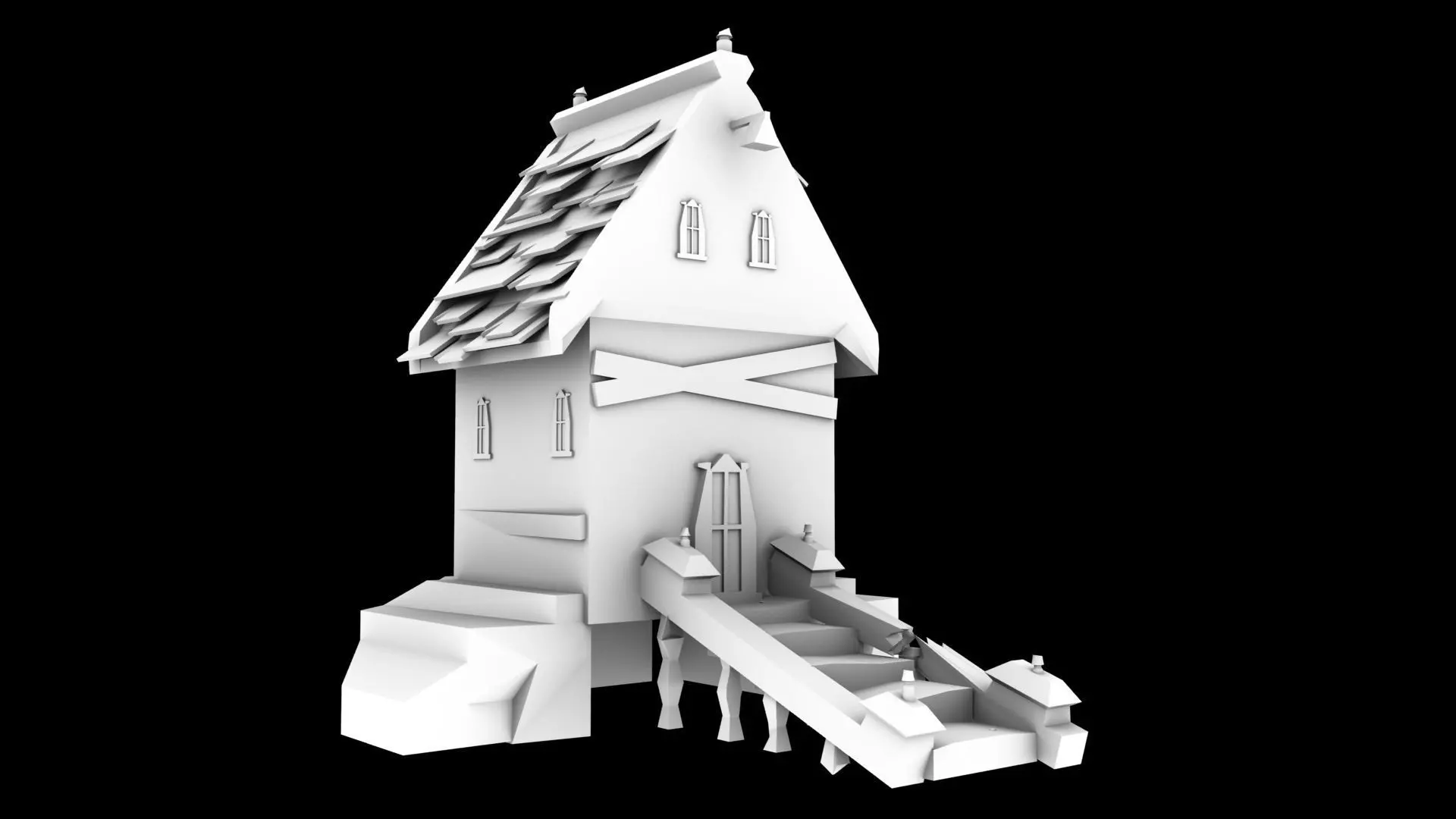 Abandoned House Quality Detailing Without Textures By Abhi Low-poly 3D model_0