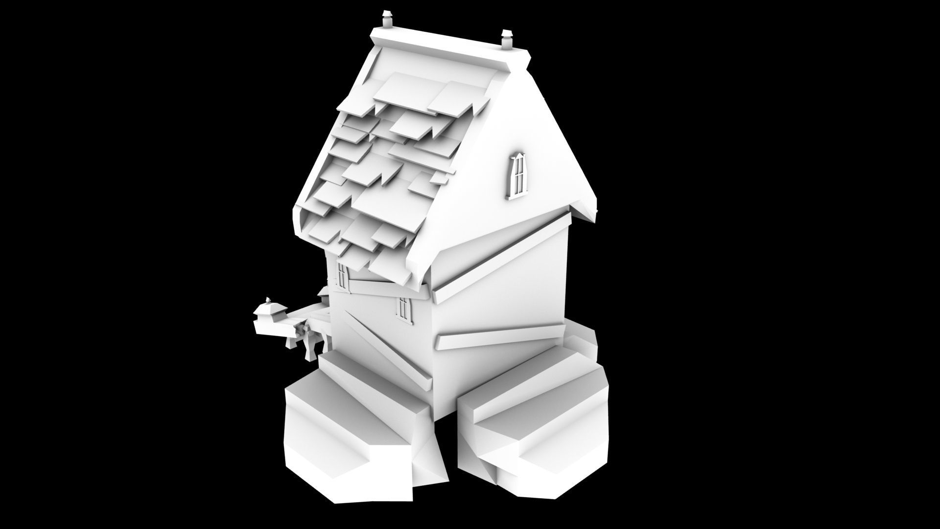 Abandoned House Quality Detailing Without Textures By Abhi Low-poly 3D model_3