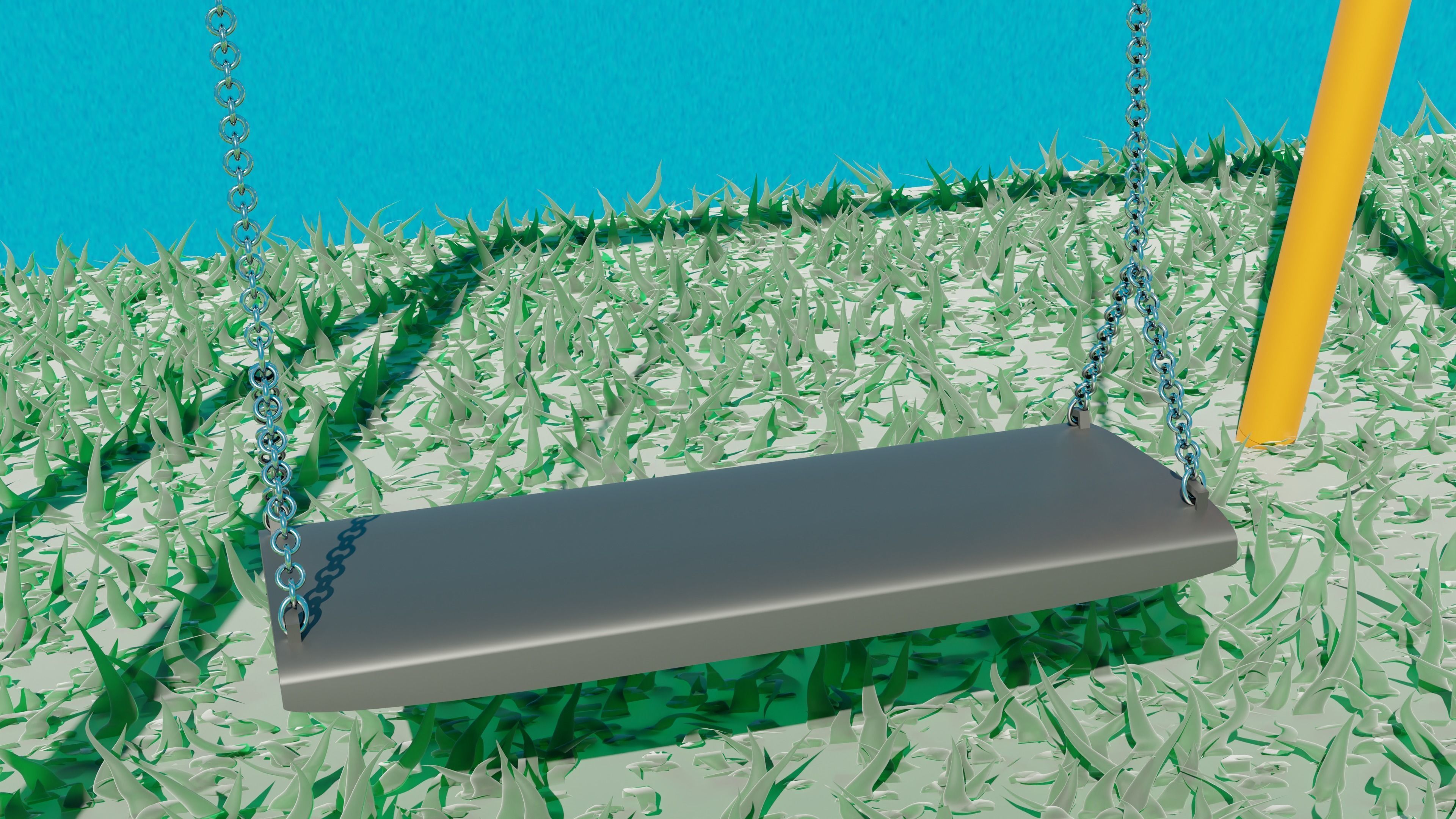 Swing set in grass 3D model_2