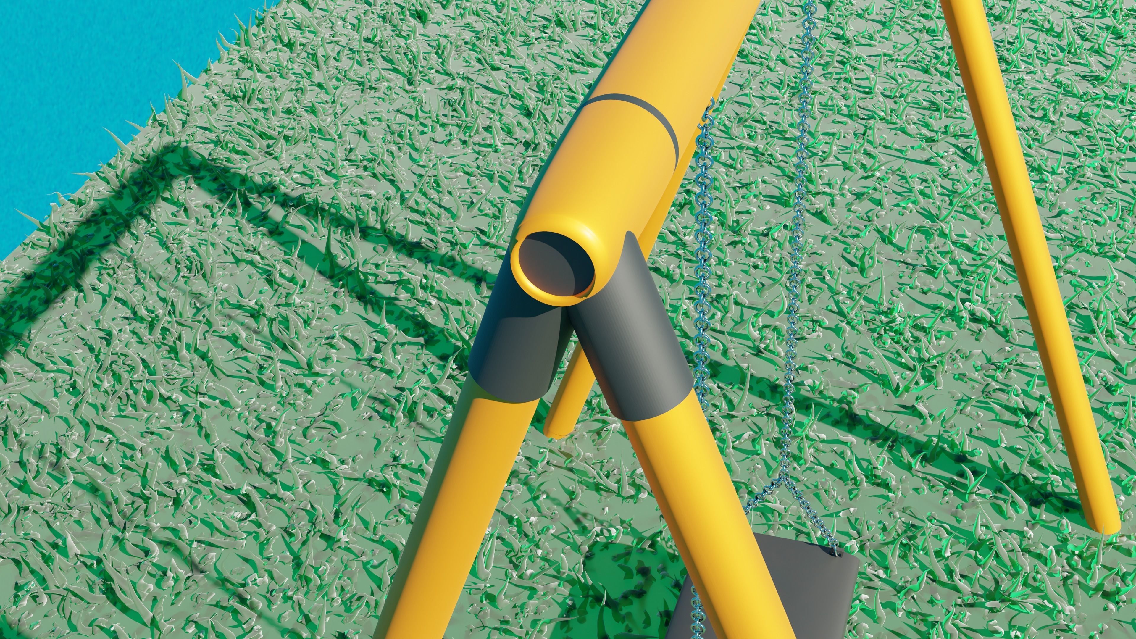 Swing set in grass 3D model_3