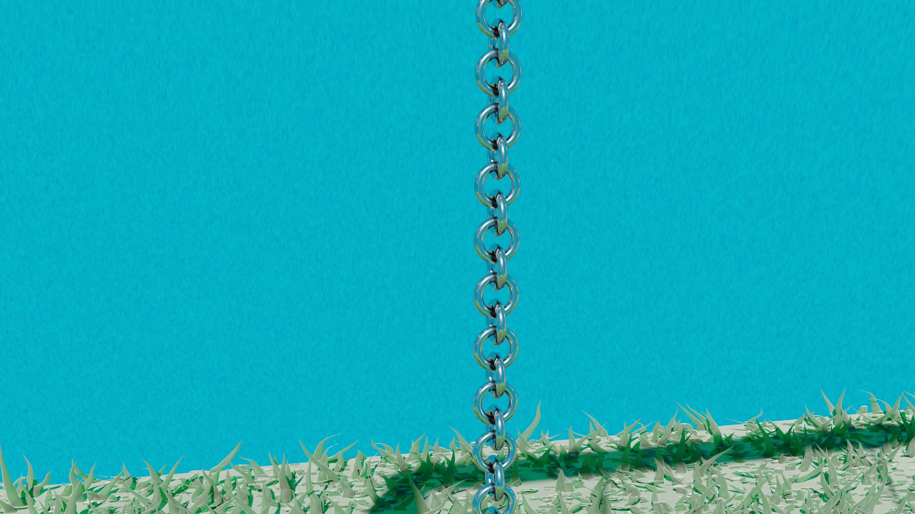 Swing set in grass 3D model_1