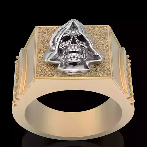 Gown skull ring silver gold printable jewelry 3D model