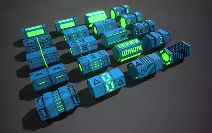 NGon Box Collection Plastic Low-poly 3D model