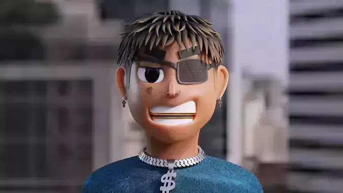 Stylized HipHop NFT Character Low-poly 3D model