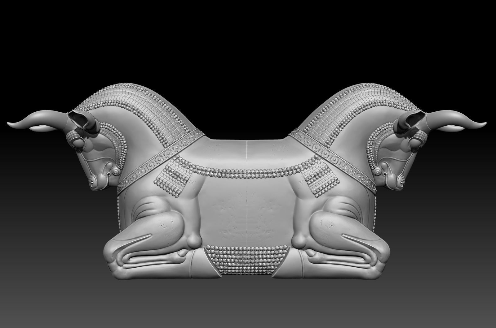 Mesopotamia Persepolis Sacred Bull Sculpture 3D print model_4
