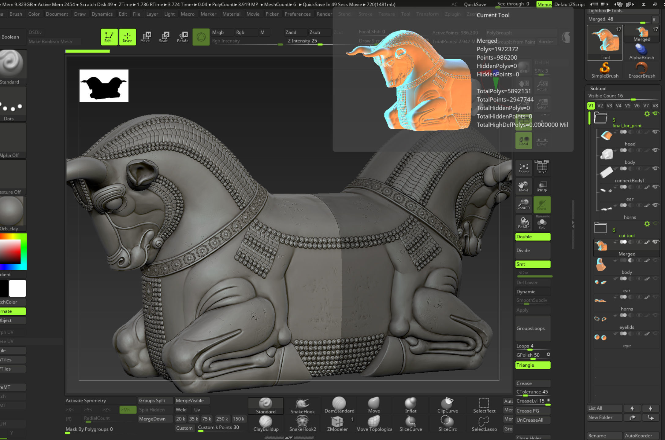 Mesopotamia Persepolis Sacred Bull Sculpture 3D print model_24