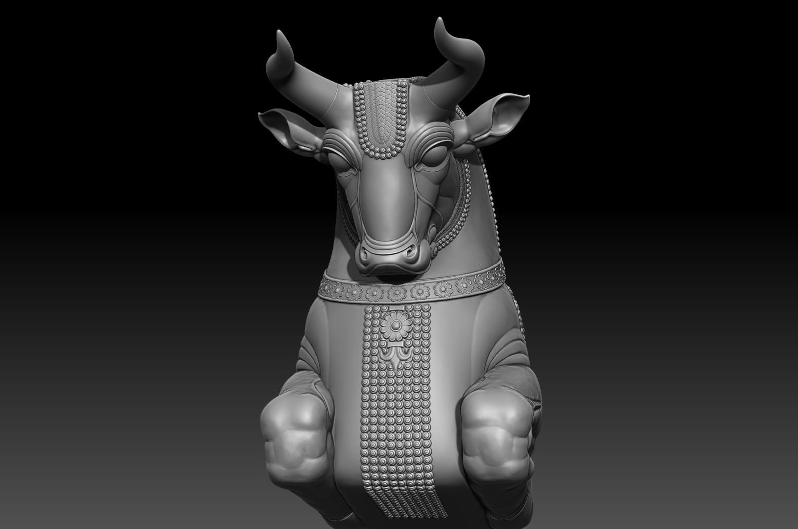 Mesopotamia Persepolis Sacred Bull Sculpture 3D print model_6