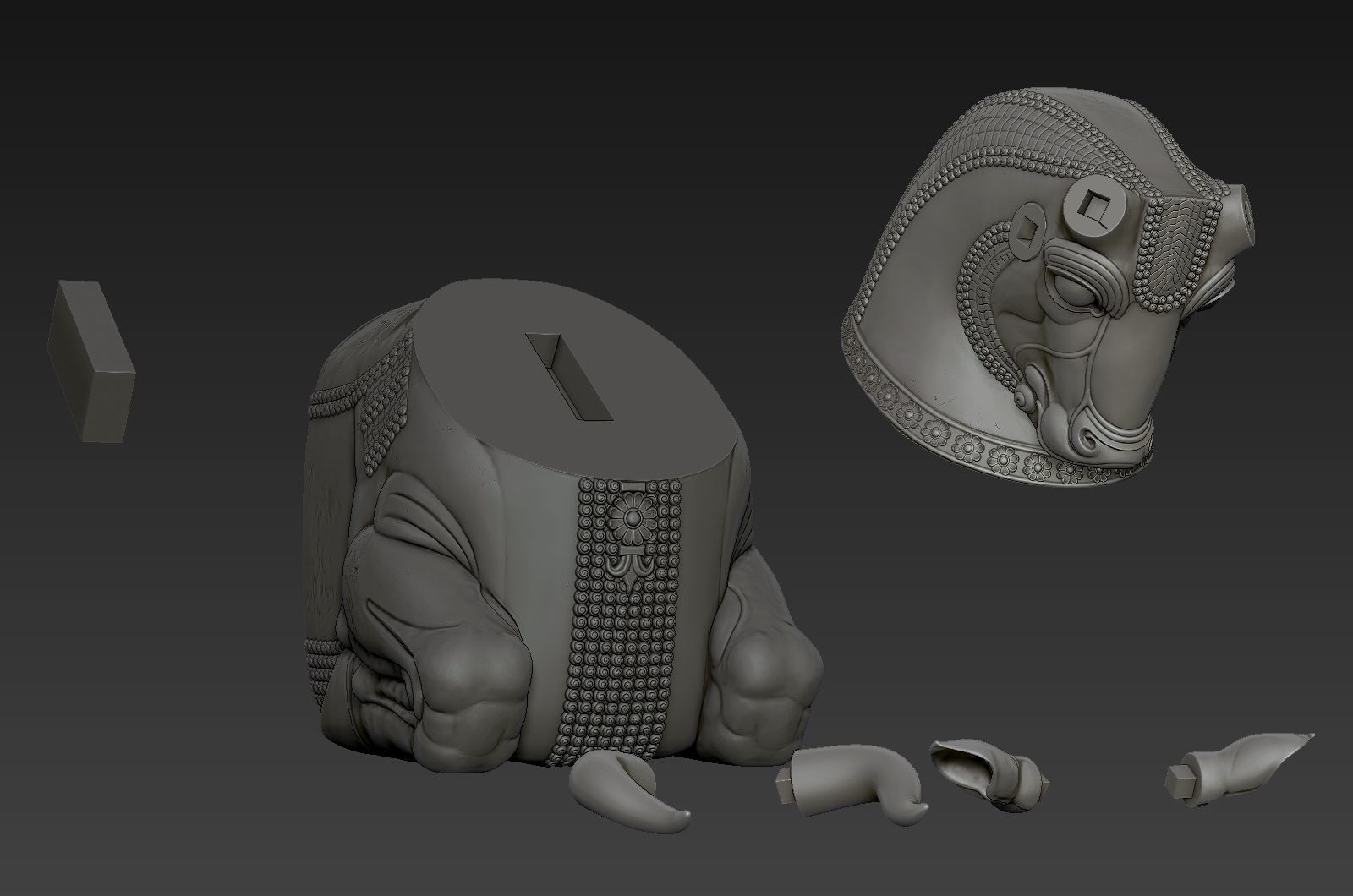 Mesopotamia Persepolis Sacred Bull Sculpture 3D print model_10