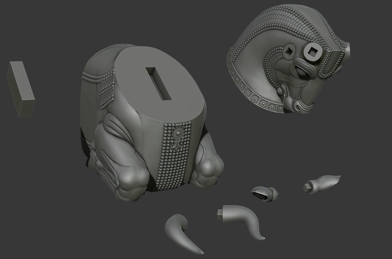 Mesopotamia Persepolis Sacred Bull Sculpture 3D print model_32