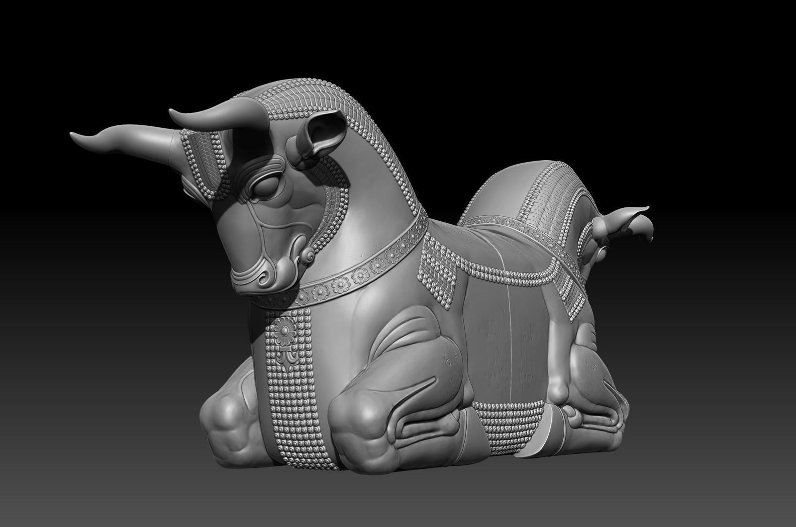 Mesopotamia Persepolis Sacred Bull Sculpture 3D print model_3