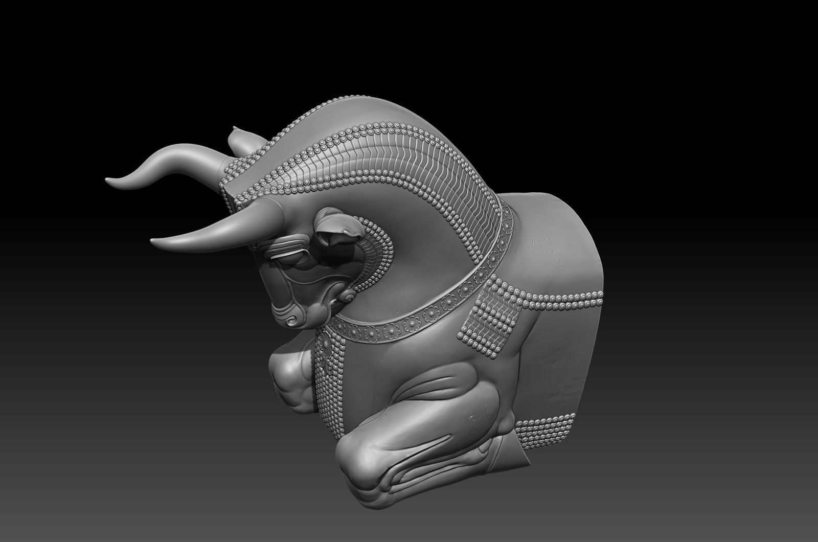 Mesopotamia Persepolis Sacred Bull Sculpture 3D print model_7