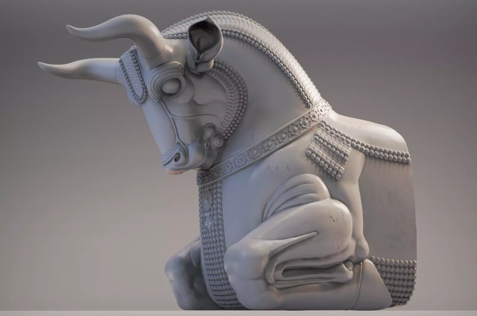 Mesopotamia Persepolis Sacred Bull Sculpture 3D print model_0