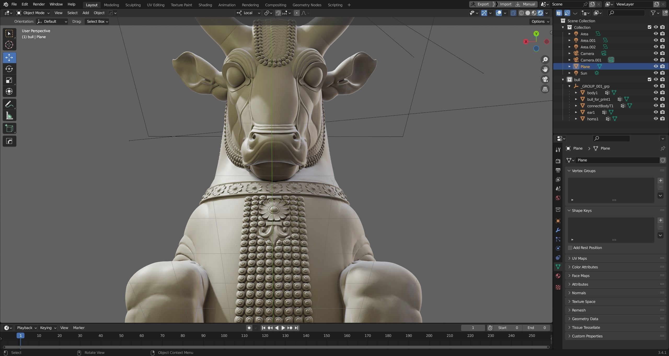 Mesopotamia Persepolis Sacred Bull Sculpture 3D print model_36