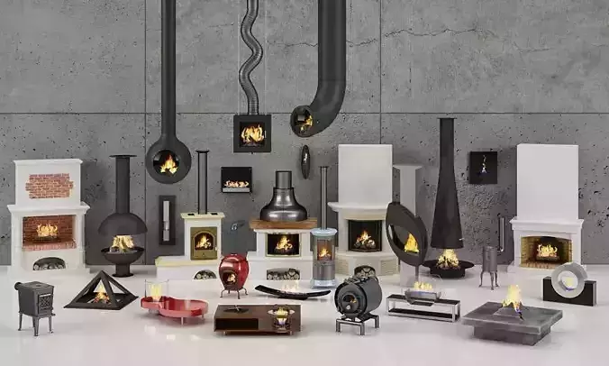 Realistic Fireplaces Collection types of 3D model Realistic Fireplaces Collection types of 3D model