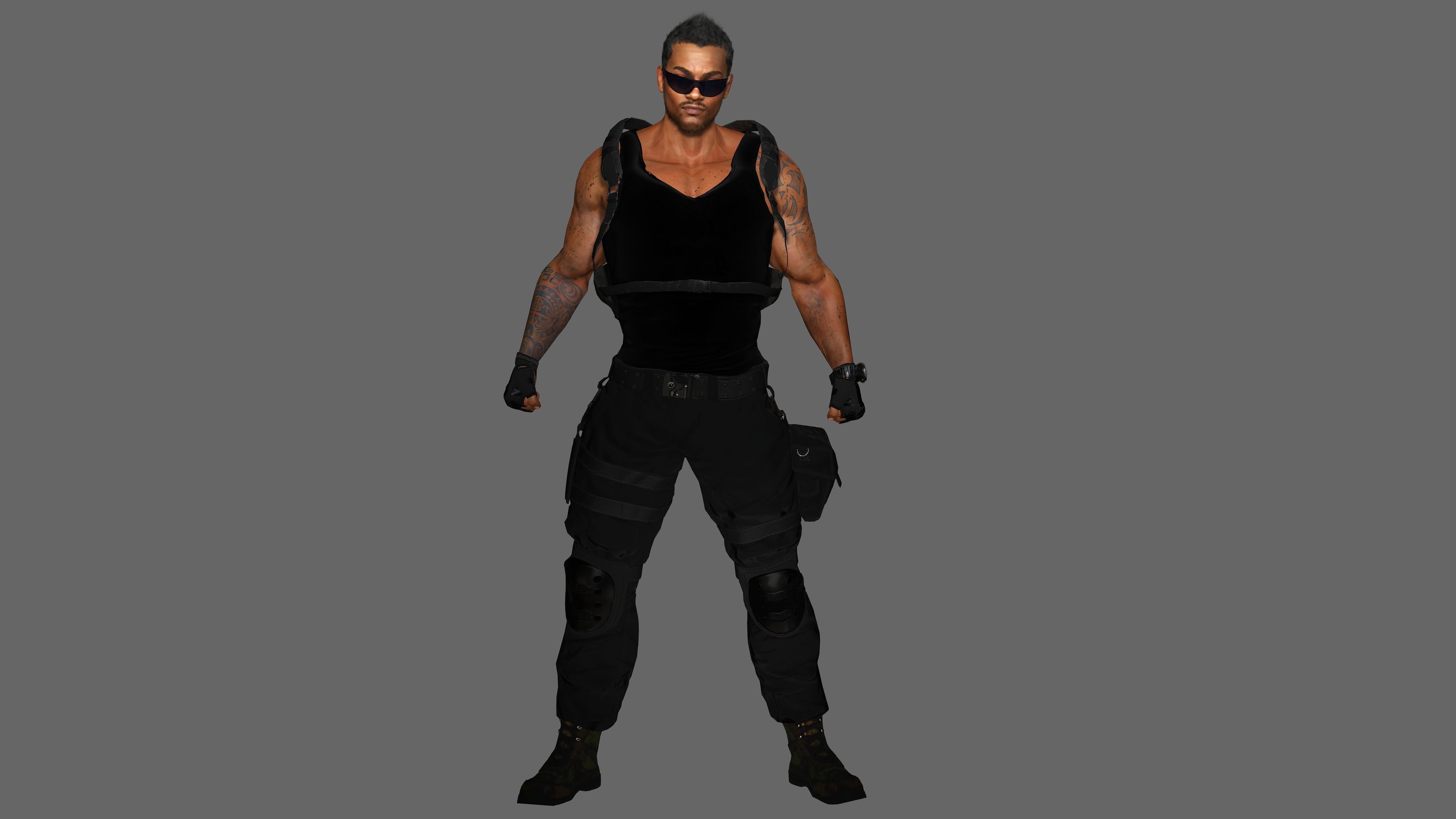 AAA 3D REALISTIC BLACK MALE CHARACTER - GUN SHOOTER MAN Low-poly 3D model_13