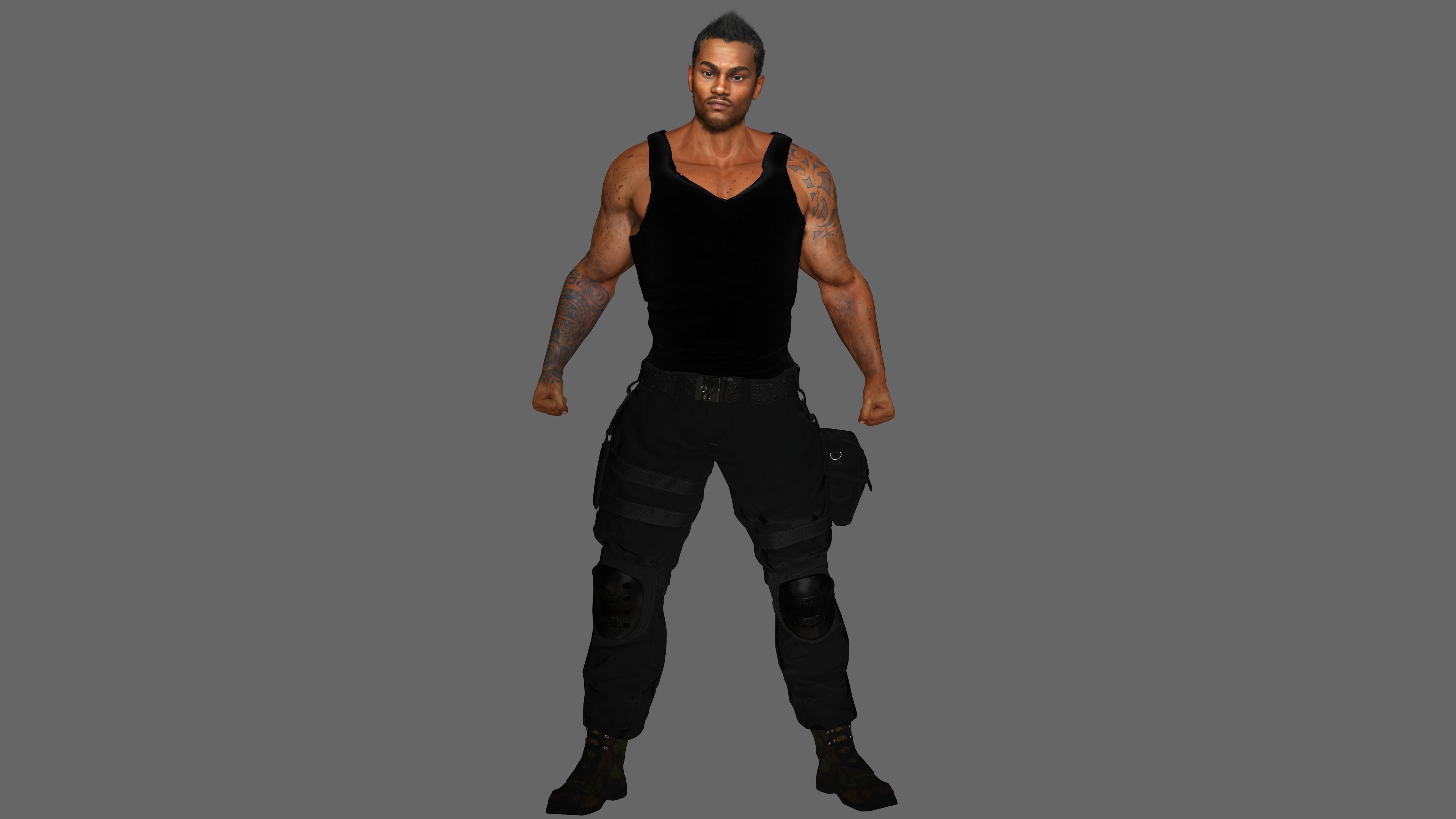 AAA 3D REALISTIC BLACK MALE CHARACTER - GUN SHOOTER MAN Low-poly 3D model_7