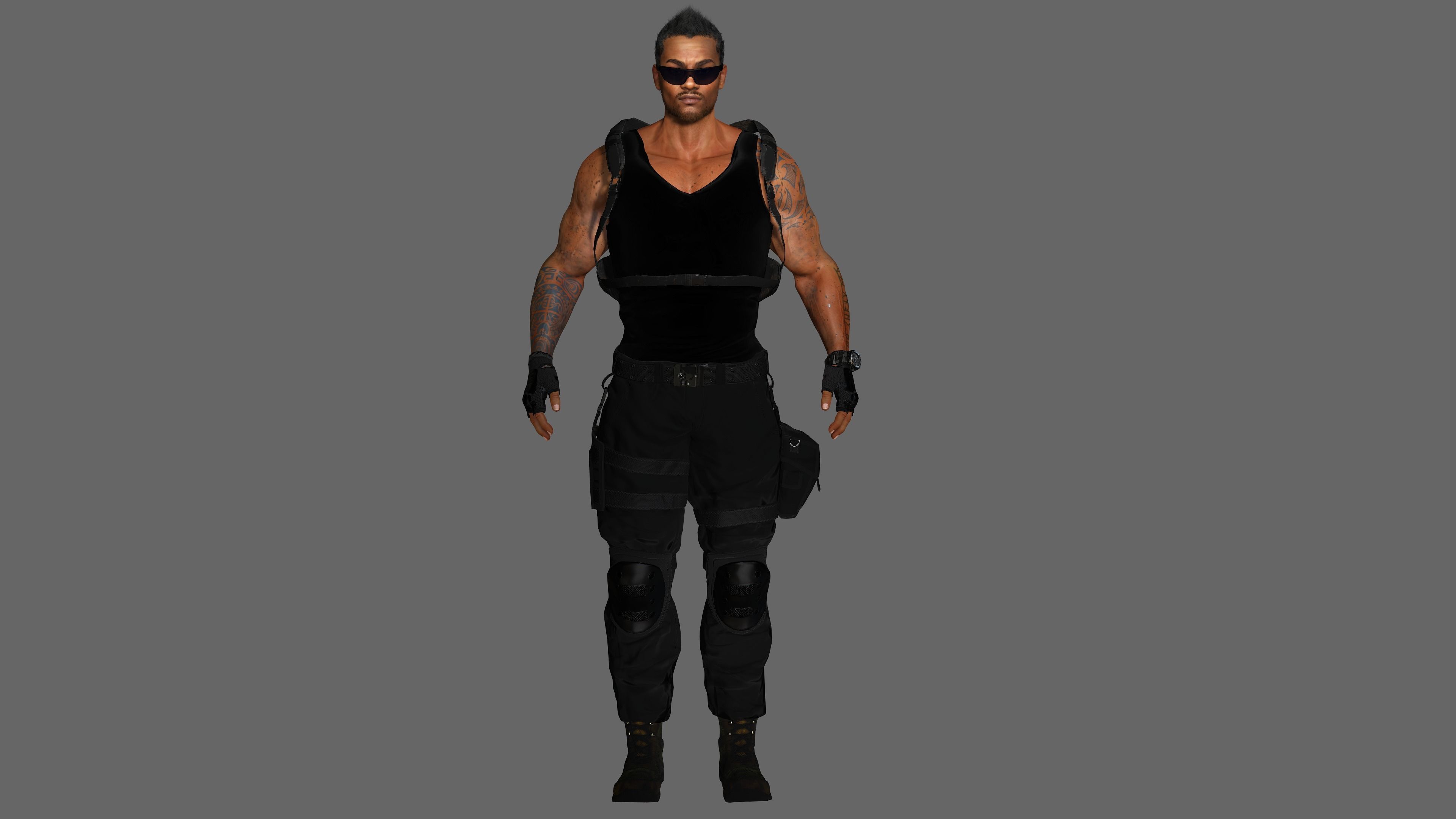 AAA 3D REALISTIC BLACK MALE CHARACTER - GUN SHOOTER MAN Low-poly 3D model_12