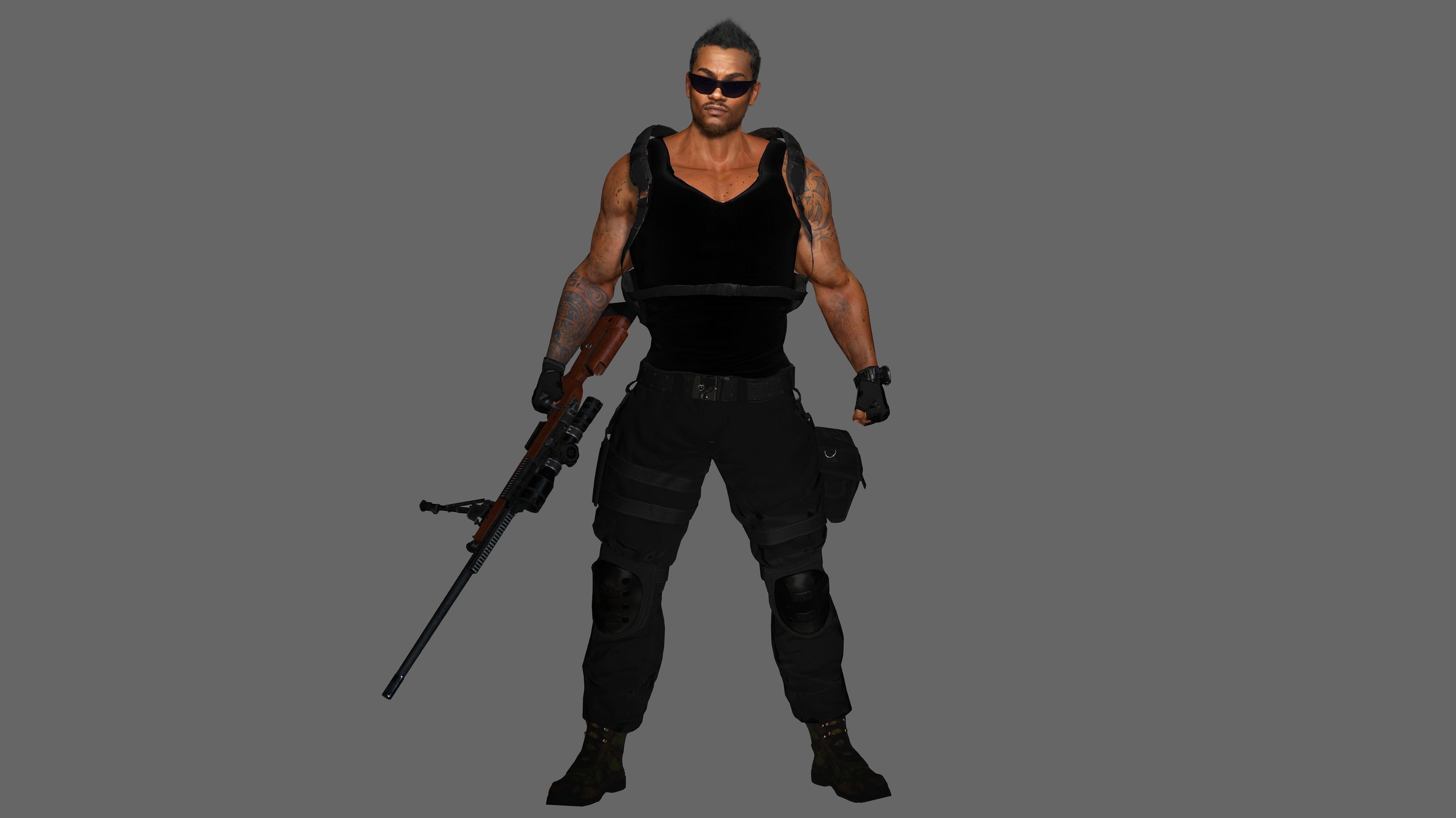 AAA 3D REALISTIC BLACK MALE CHARACTER - GUN SHOOTER MAN Low-poly 3D model_1