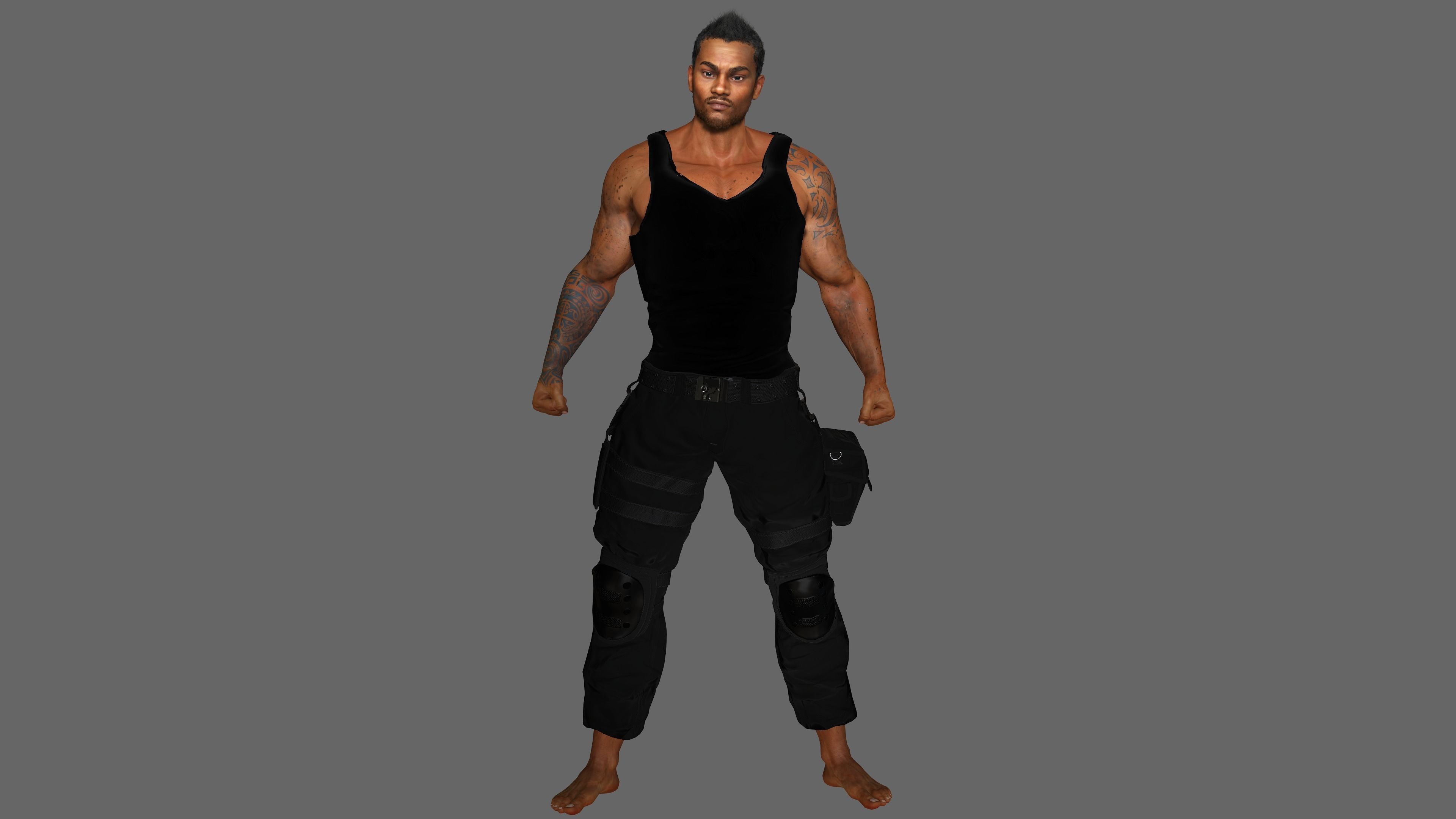 AAA 3D REALISTIC BLACK MALE CHARACTER - GUN SHOOTER MAN Low-poly 3D model_8