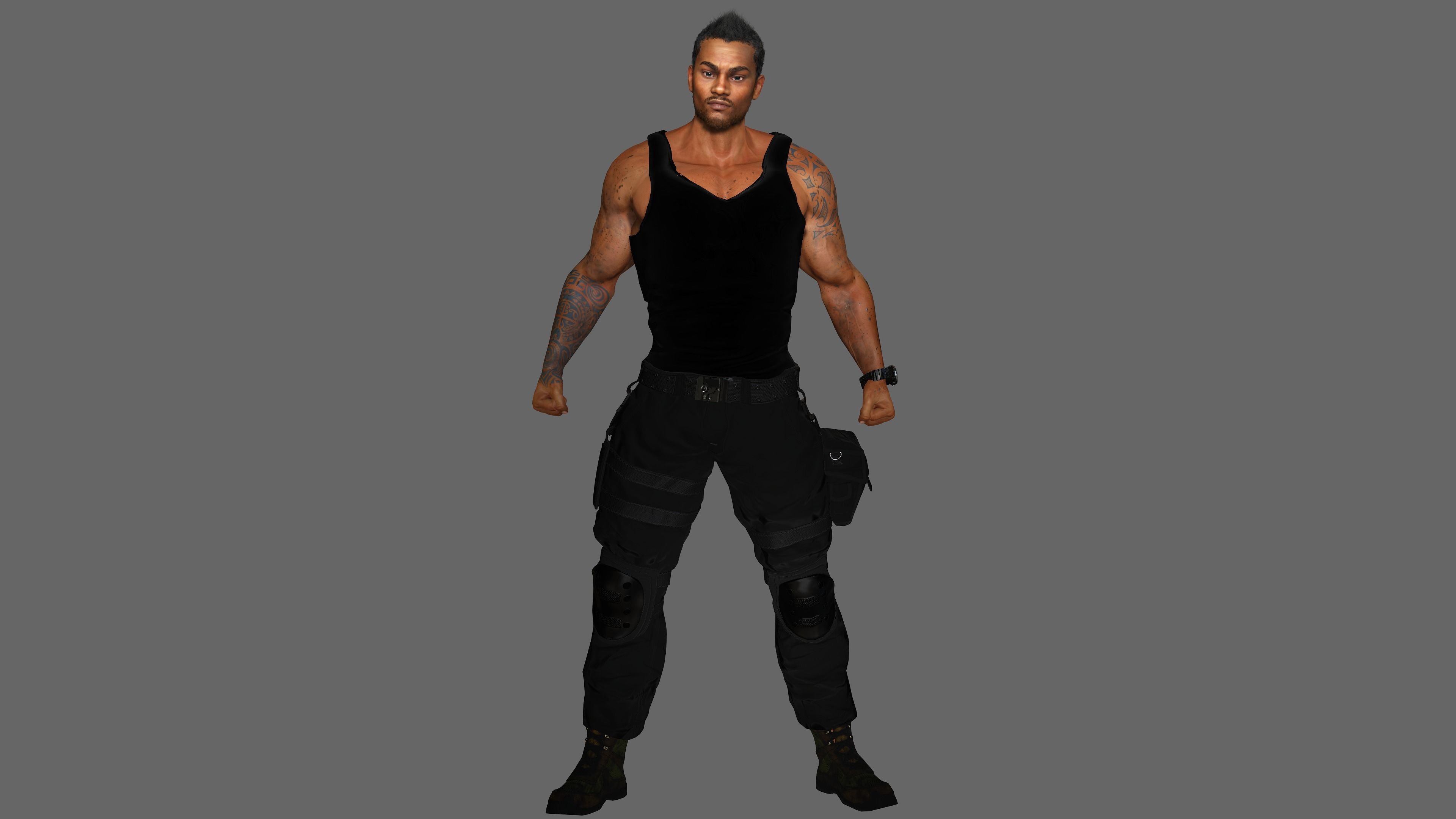 AAA 3D REALISTIC BLACK MALE CHARACTER - GUN SHOOTER MAN Low-poly 3D model_6