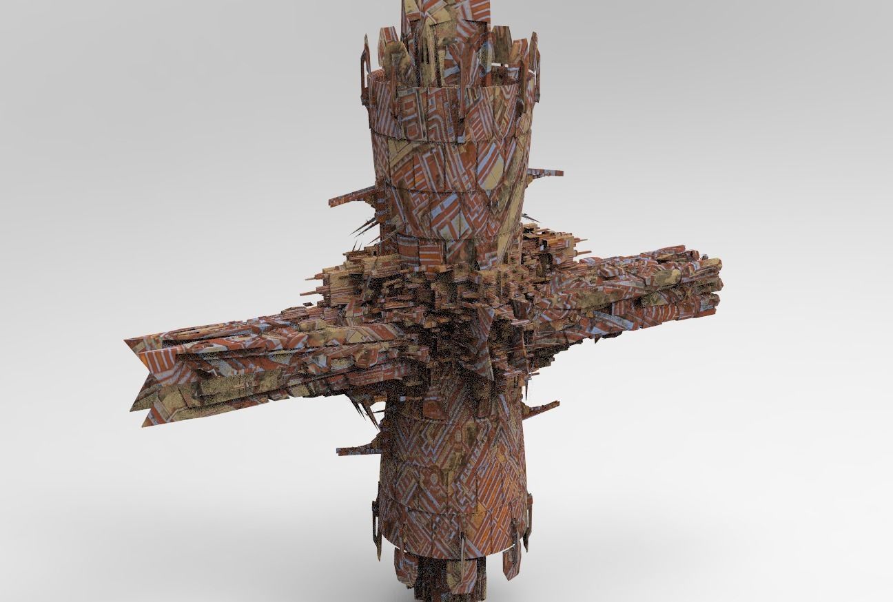 Rusted Alien Base 1 Low-poly 3D model_1