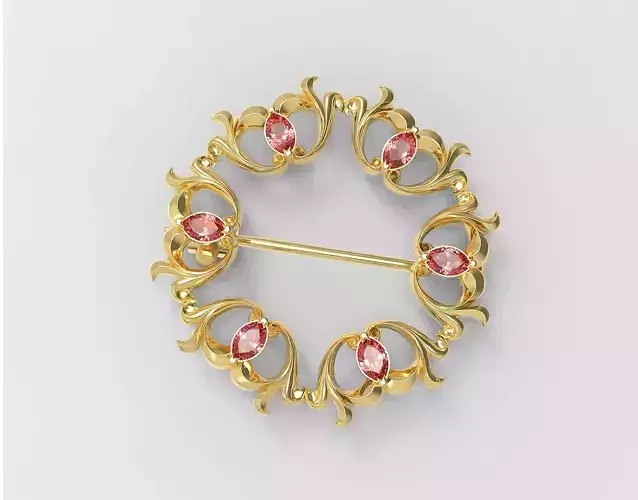 Pear stones brooch 3D print model