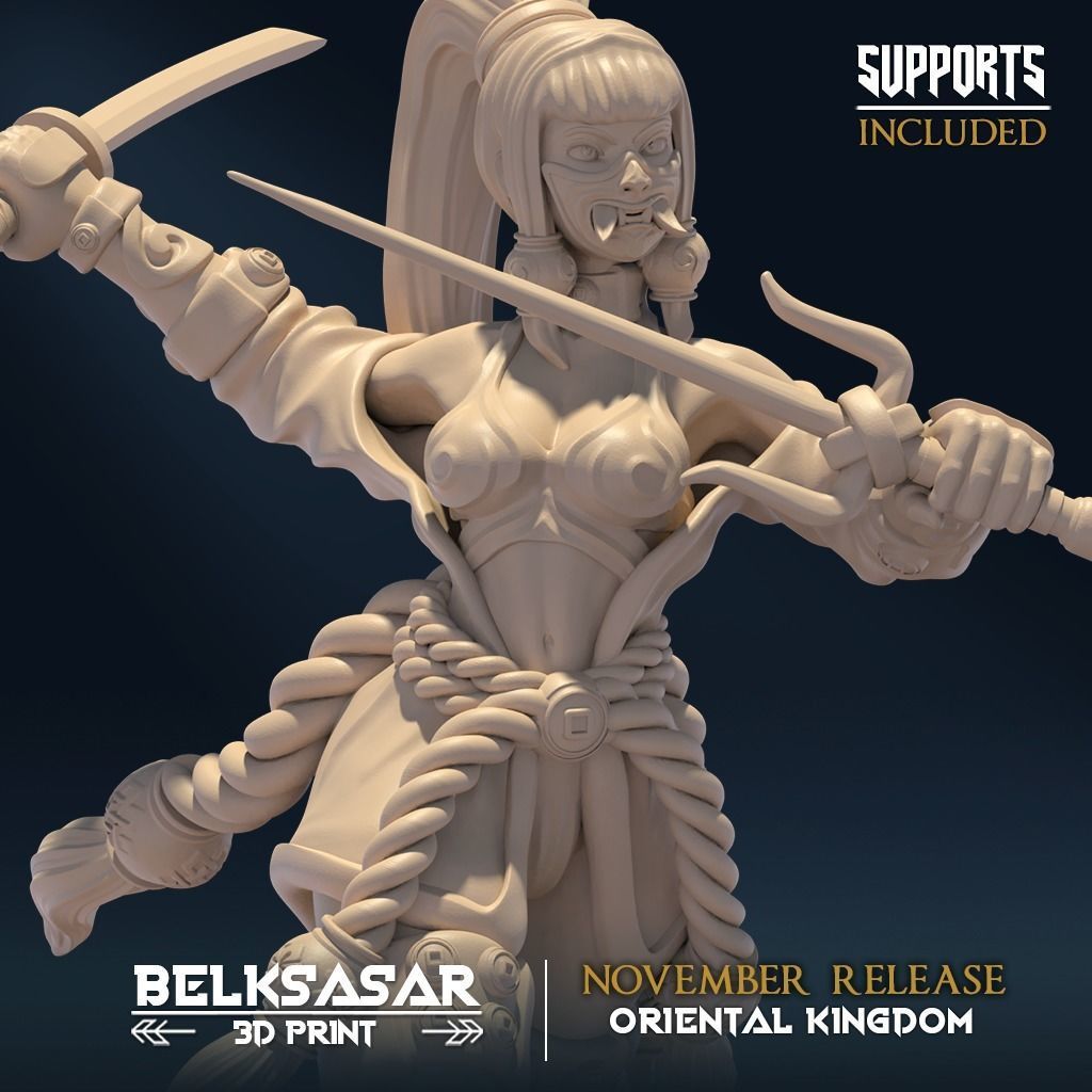 Moonshine Ninja E Nude and Normal 3D print model_8