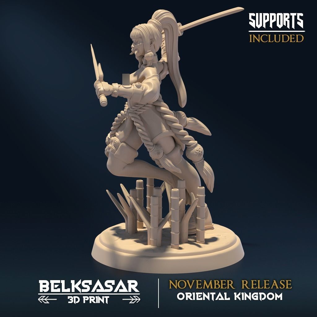 Moonshine Ninja E Nude and Normal 3D print model_3