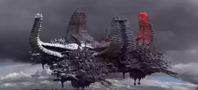 Sci-Fi Alien Spine City Towers