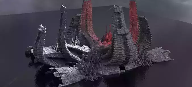 Sci-Fi Alien Spine City base 5  3D model