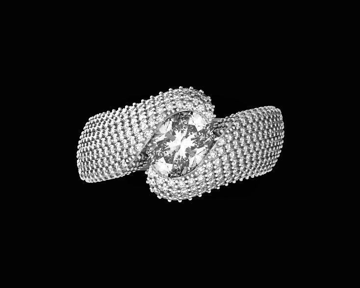 exquisite wave ring covered with diamonds 3D print model_4