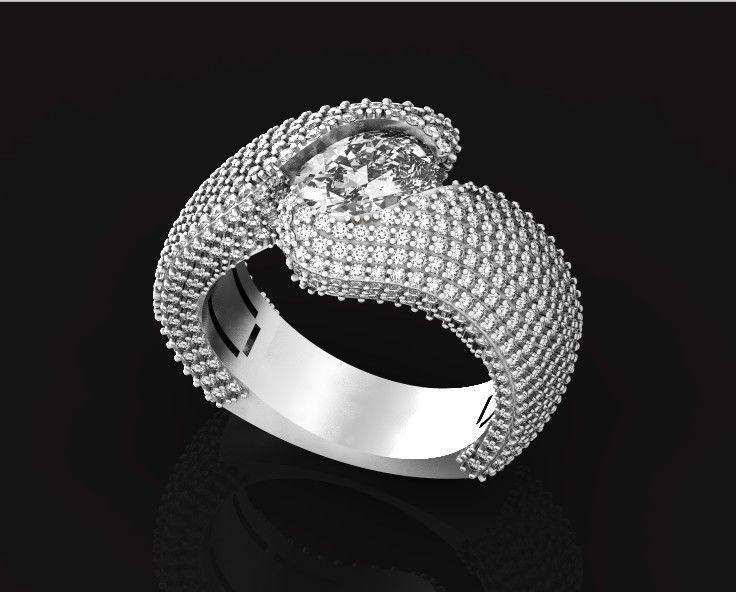 exquisite wave ring covered with diamonds 3D print model_29