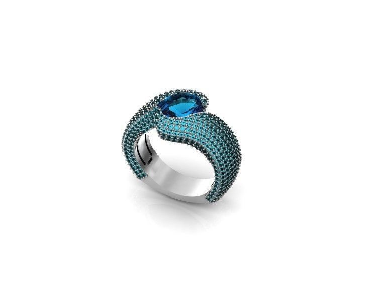 exquisite wave ring covered with diamonds 3D print model_16