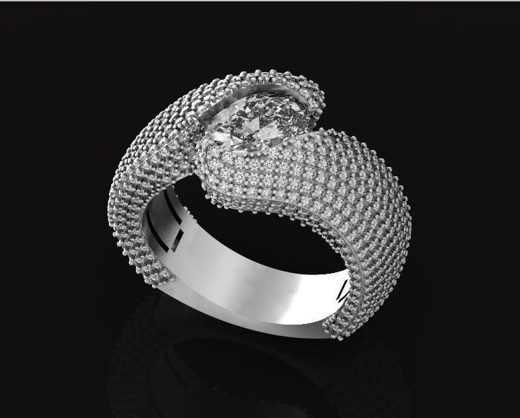 exquisite wave ring covered with diamonds 3D print model_9