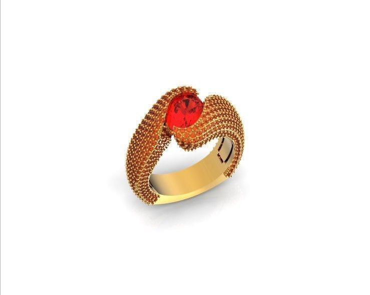 exquisite wave ring covered with diamonds 3D print model_25
