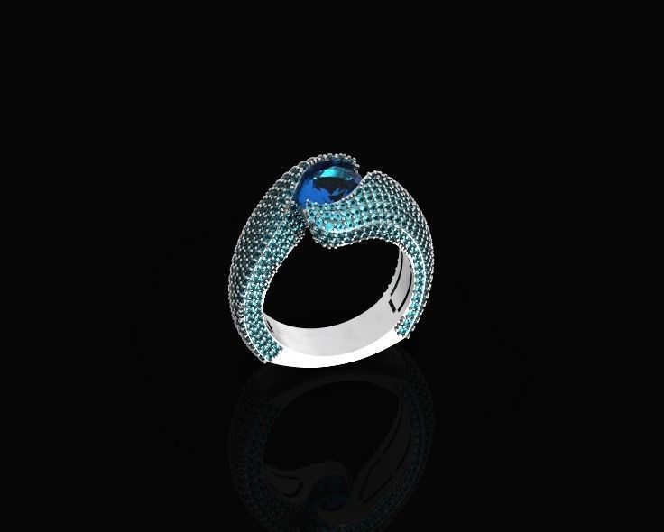 exquisite wave ring covered with diamonds 3D print model_20