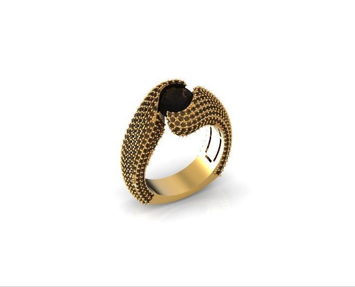 exquisite wave ring covered with diamonds 3D print model_26