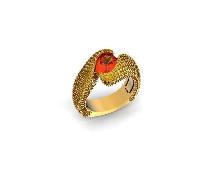 exquisite wave ring covered with diamonds 3D print model_24