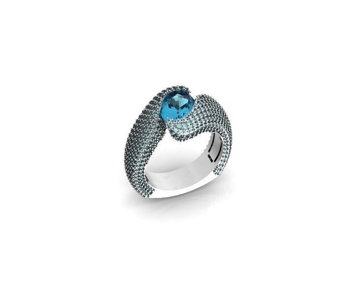exquisite wave ring covered with diamonds 3D print model_17