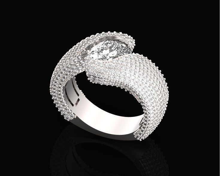 exquisite wave ring covered with diamonds 3D print model_11