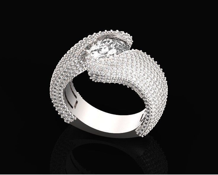 exquisite wave ring covered with diamonds 3D print model_14