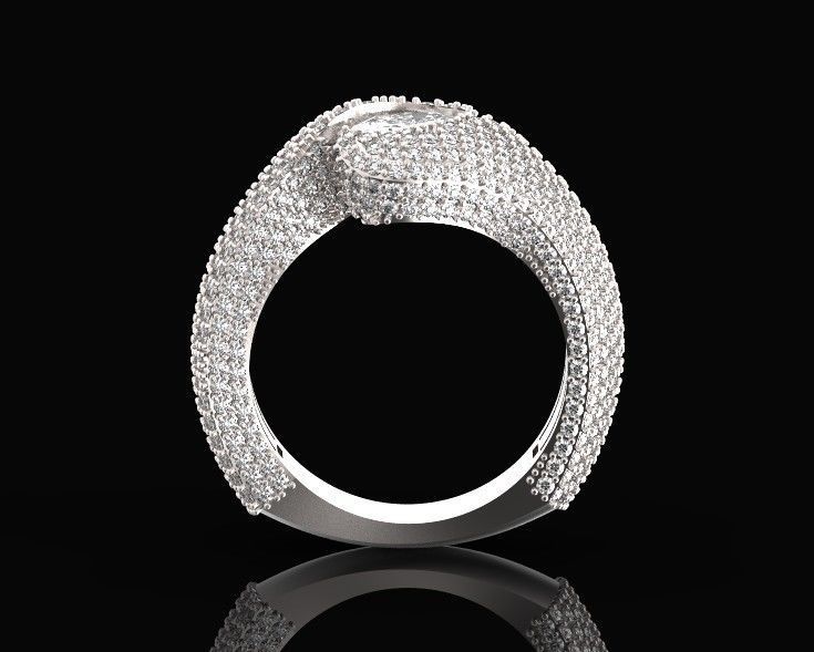 exquisite wave ring covered with diamonds 3D print model_3