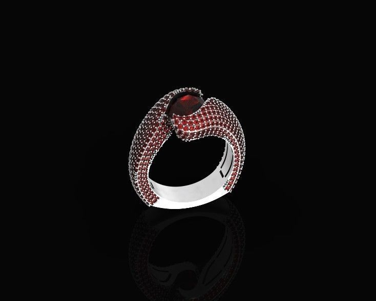 exquisite wave ring covered with diamonds 3D print model_21