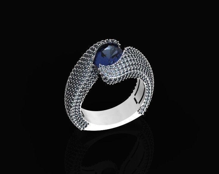 exquisite wave ring covered with diamonds 3D print model_22