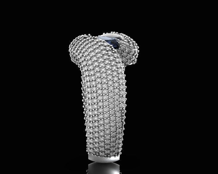 exquisite wave ring covered with diamonds 3D print model_1
