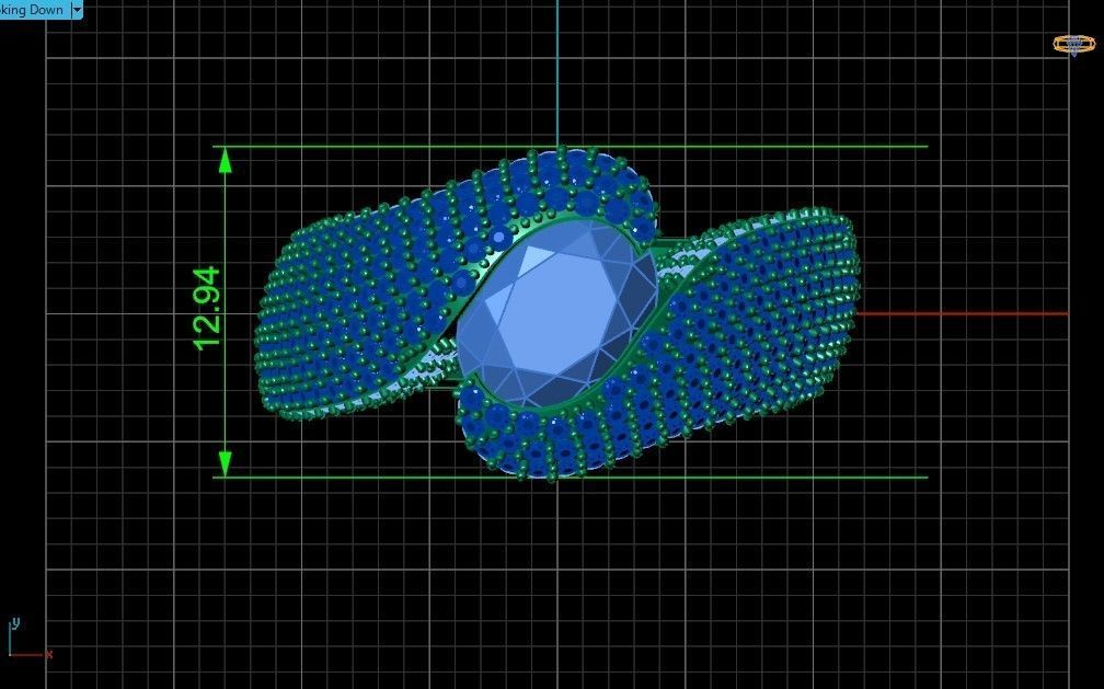 exquisite wave ring covered with diamonds 3D print model_32
