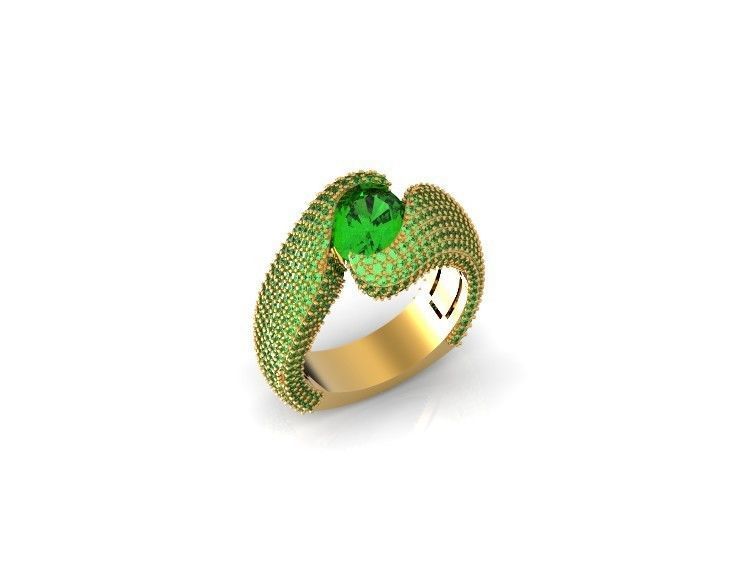 exquisite wave ring covered with diamonds 3D print model_28