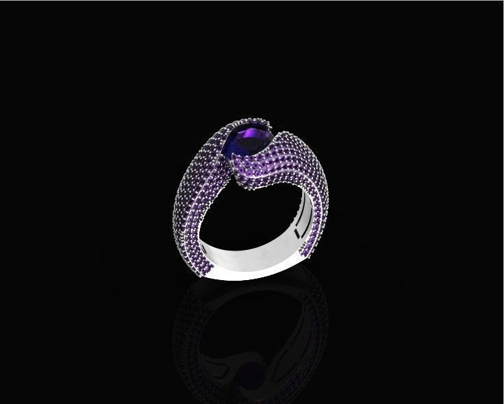 exquisite wave ring covered with diamonds 3D print model_19