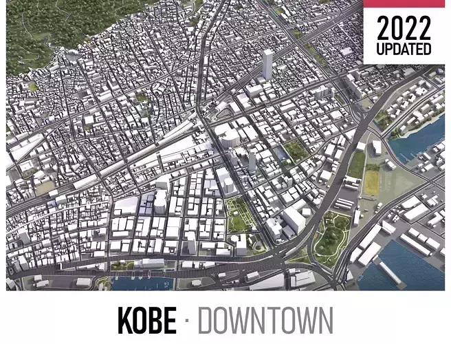 Kobe - Downtown Low-poly 3D model