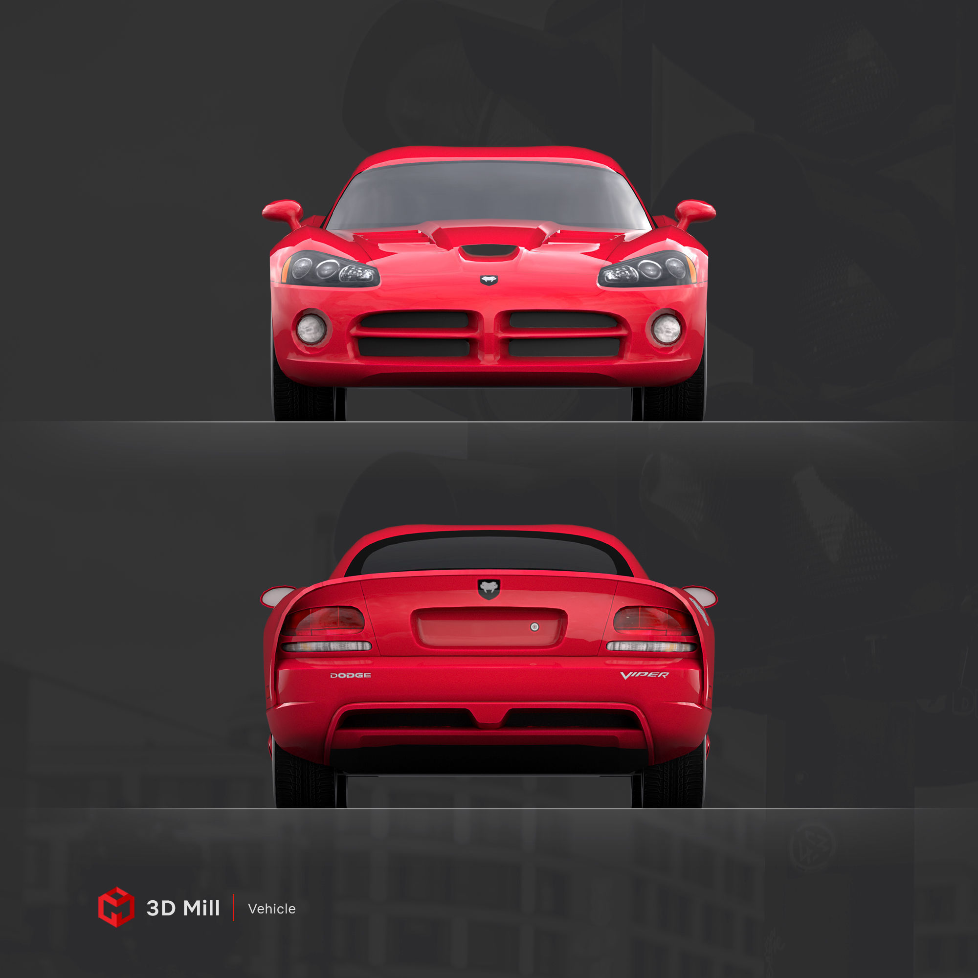 Dodge Viper SRT10 2010 Low-poly 3D model_6